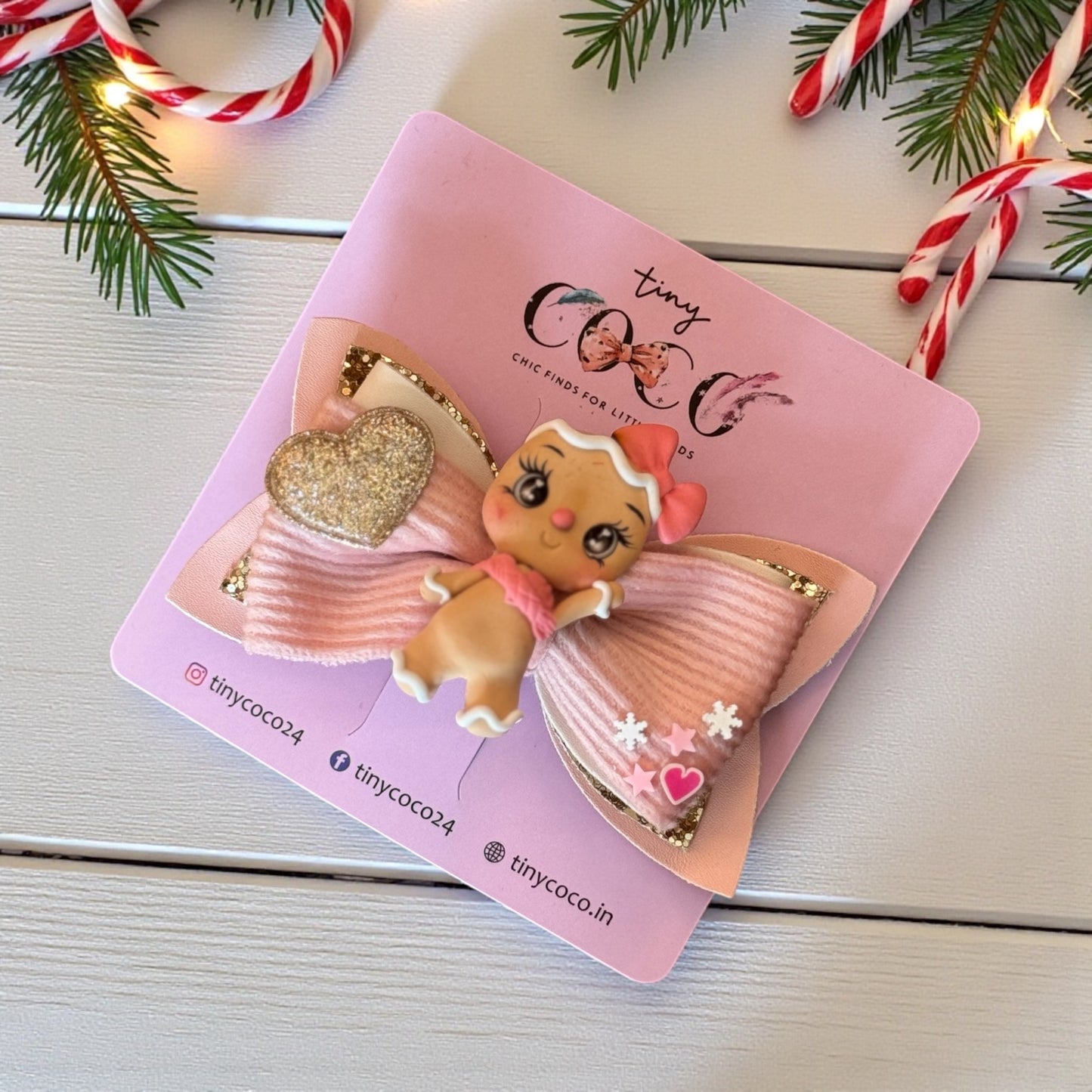 Sweetheart Gingerbread Girl Statement Bow