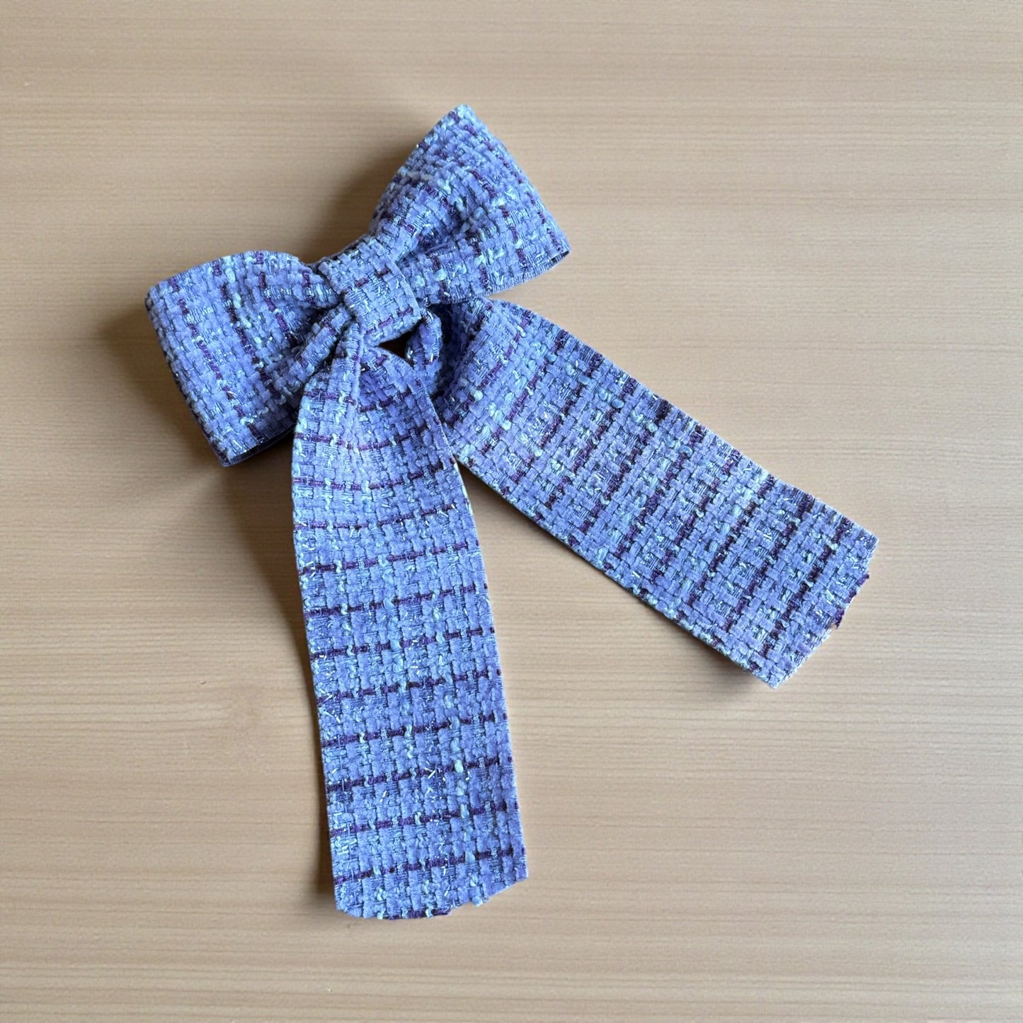 Violet Woven Tweed Classic Bow