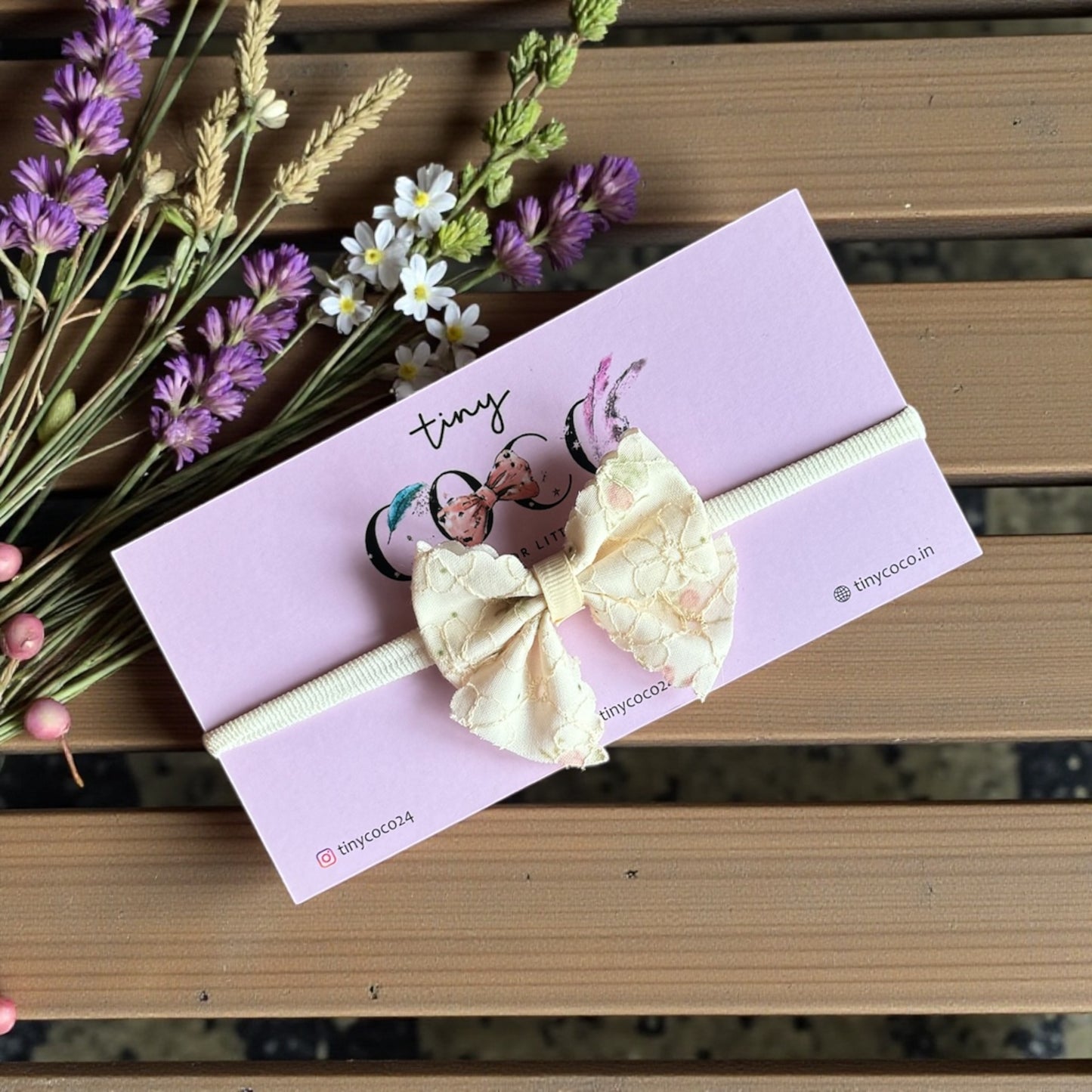Cream Petals Lace Bow