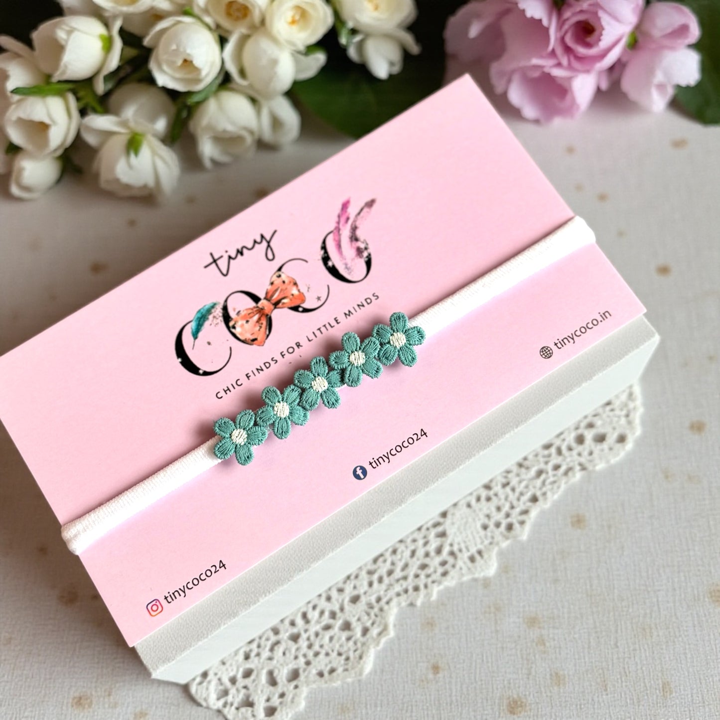 The "Teal Meadow" Floral Band