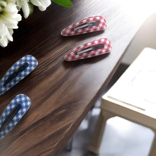 Classic Gingham Fabric Snap Clips