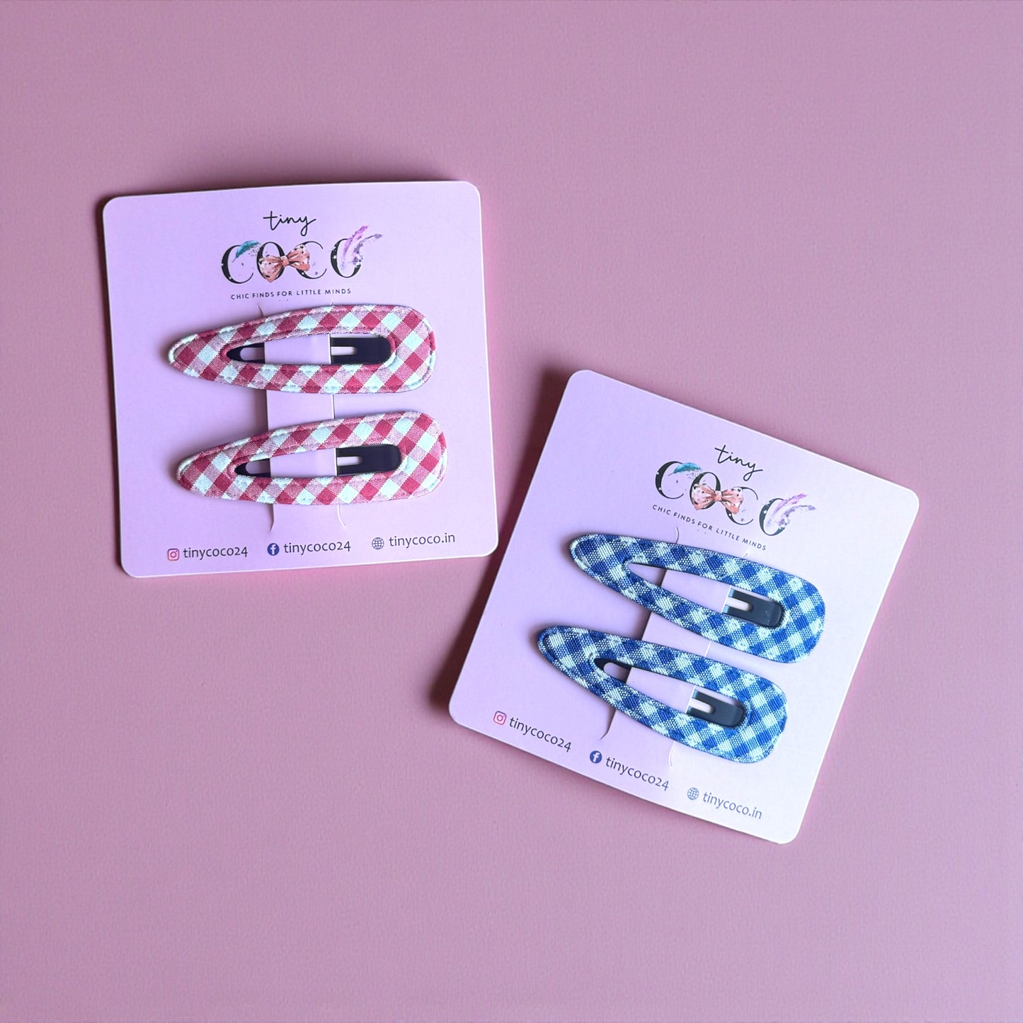 Classic Gingham Fabric Snap Clips