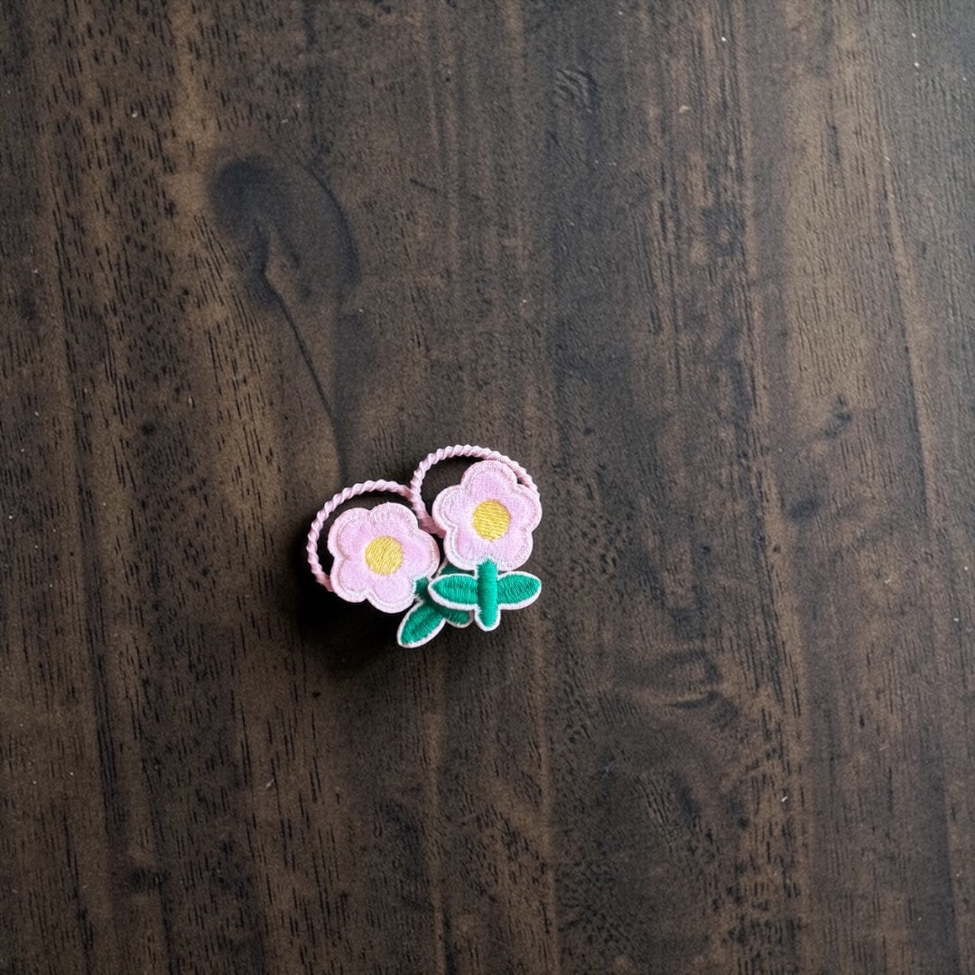 Meadow Bloom Embroidered Hair Ties (Set of 2)