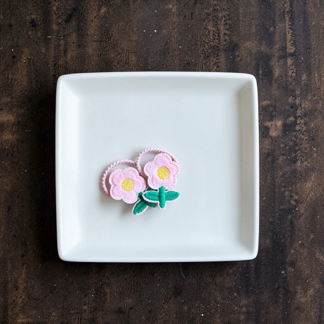 Meadow Bloom Embroidered Hair Ties (Set of 2)