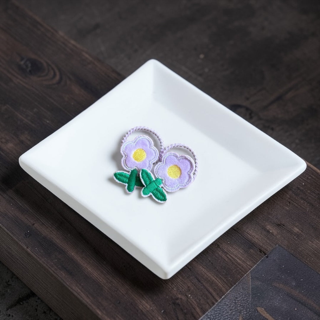 Meadow Bloom Embroidered Hair Ties (Set of 2)