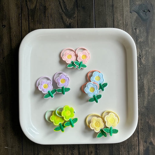 Meadow Bloom Embroidered Hair Ties (Set of 2)