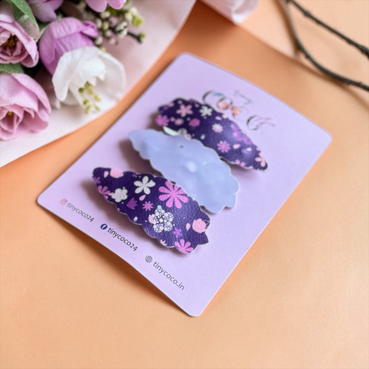 Plum Blossom Scalloped Clips (Set of 3)