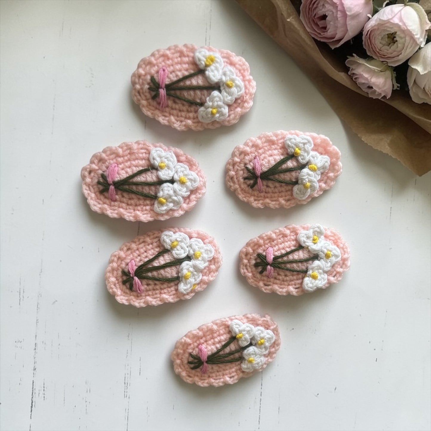 Blossom Bouquet Hand-Crochet Clips (pair)
