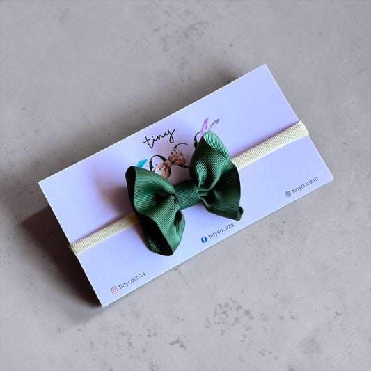 The Petite Olive Grosgrain Ribbon Bow