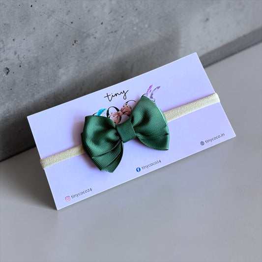 Earthy Olive Layered Grosgrain Bow