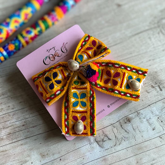Ethnic Embroidered Hair Bow Barrette