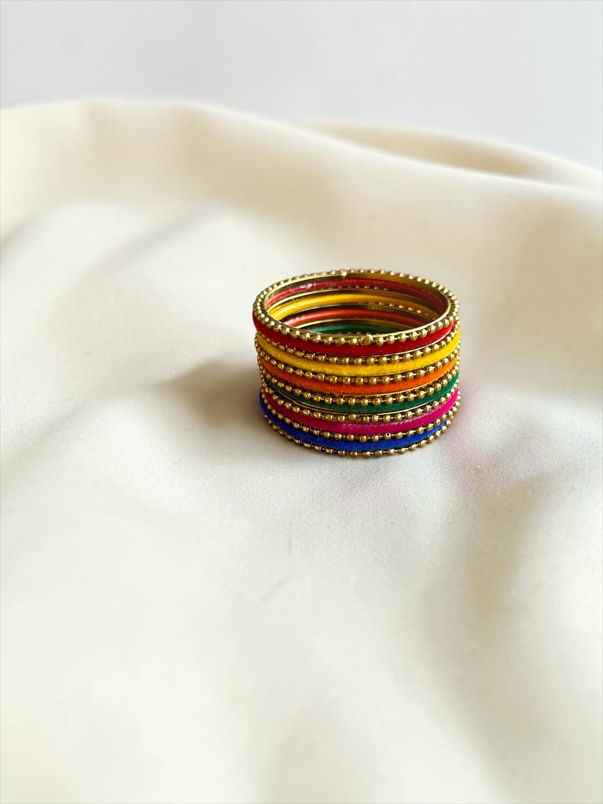 Navrang Silk Thread & Gold Bead Bangle Set