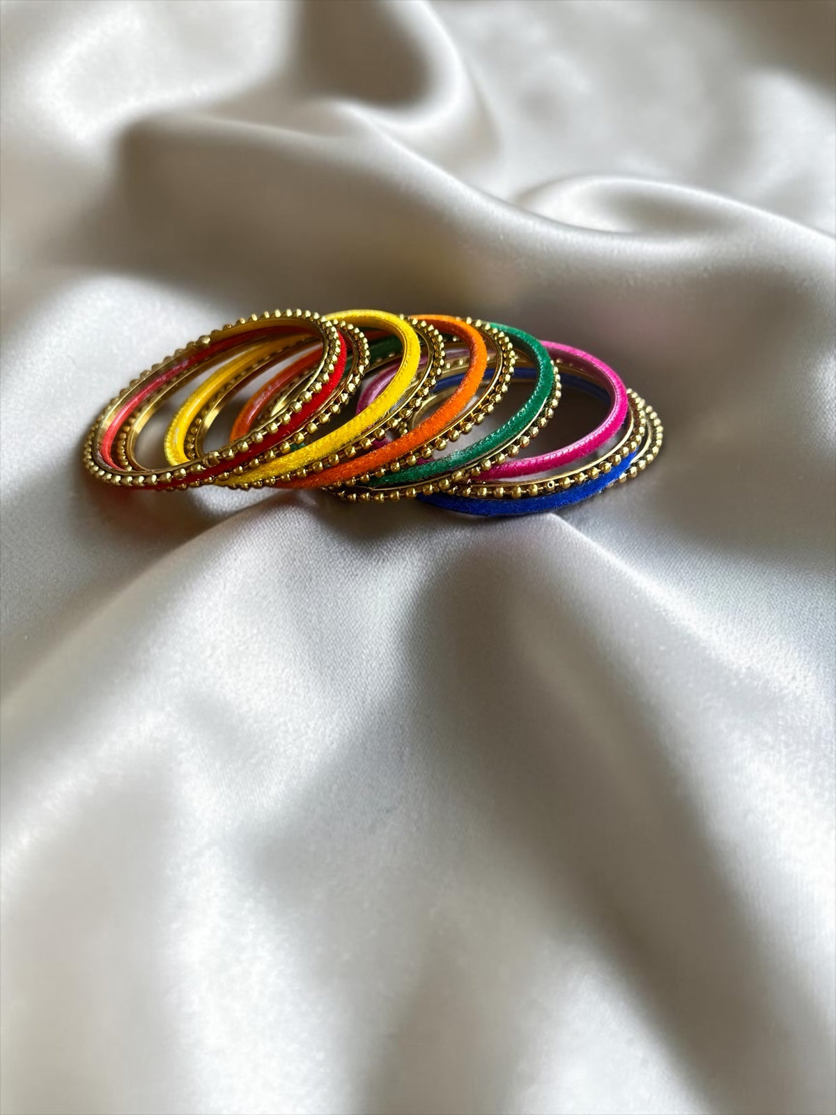 Navrang Silk Thread & Gold Bead Bangle Set