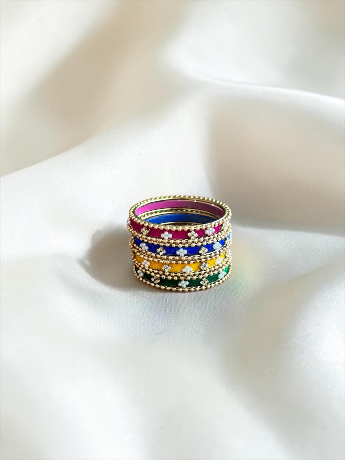Navrang Silk Thread & Gold Bead Bangle Set
