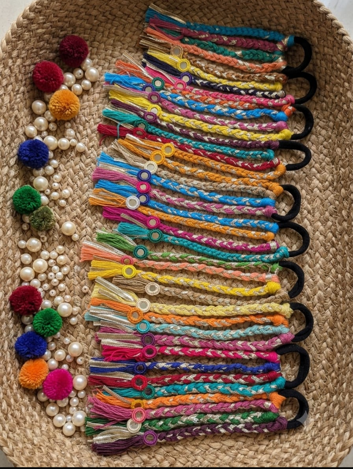 Ethnic Gota & Mirror Braided Ponytail Paranda (Assorted)