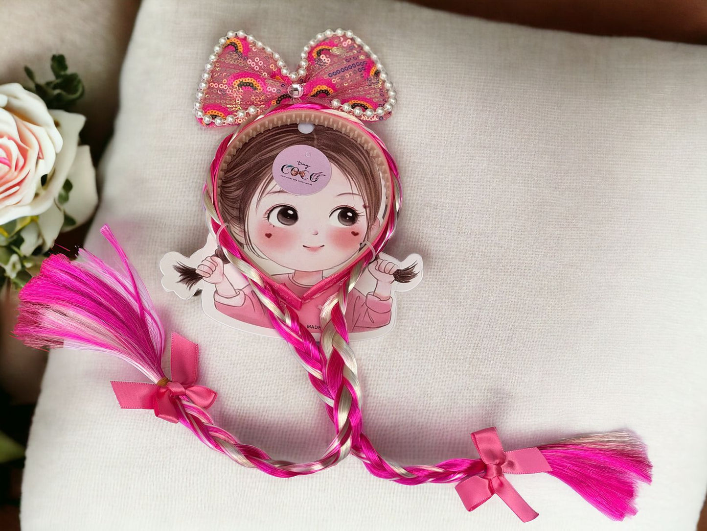 Pink Perfection: The Braided Pearl Headband for the Little Princess in You!