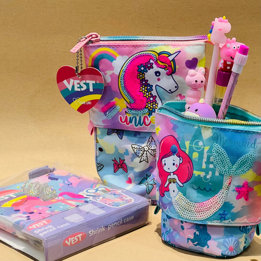 Premium Double Compartment Stand and Slide Pencil Case